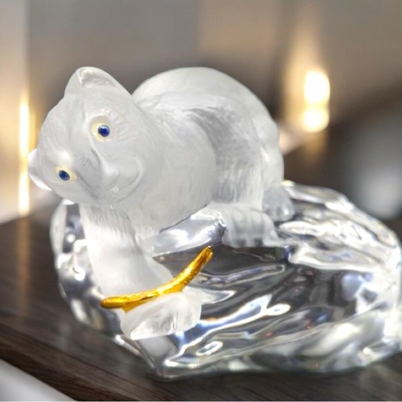 đ§¸FM Igor Carl FabergĂŠ Crystal Bear with 24k Gold Fish - Crystal Cape - Picture 6 of 16